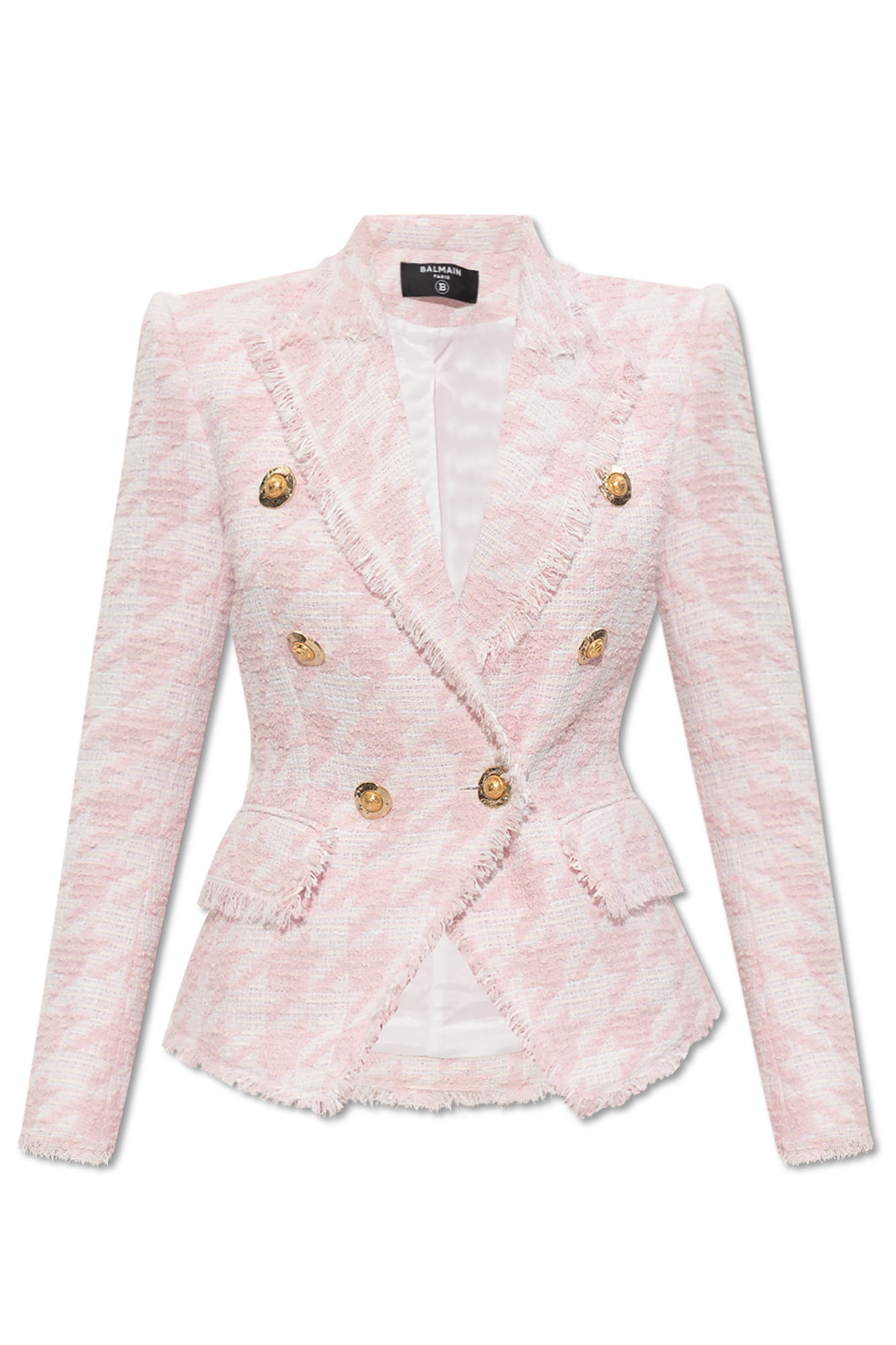 920 BALMAIN レザージャケット ショート丈 ピンク 9 羊革 ベルト付 定番の冬ギフト 920 BALMAIN レザージャケット ショート丈